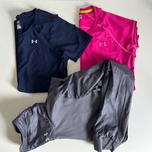 XS Under Armour women’s lot running clothes jacket tops short sleeve grey pink